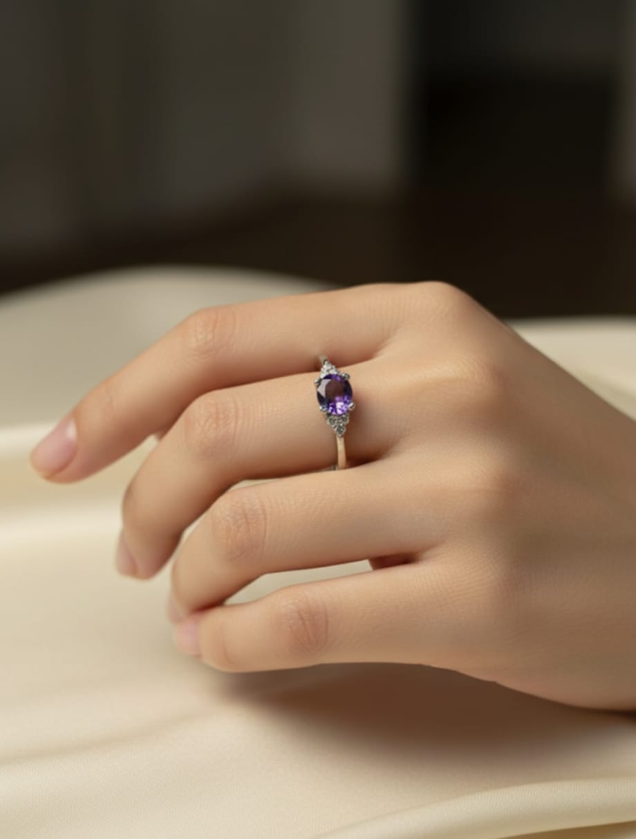 Purple Aura Silver Ring Purple Aura Silver Ring