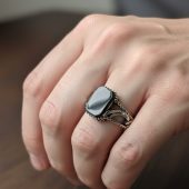 Tiger's Eye Silver Ring for Men - Vintage Style