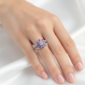 The Radiance Silver Ring | Brilliant Round Halo CZ