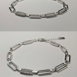 Elegant Sterling Silver Cubic Zirconia Link Bracelet for Women