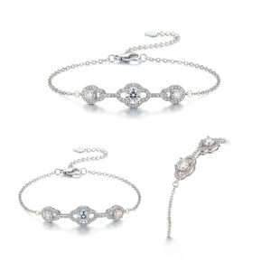 925 Silver Triple Stone Bracelet for Women