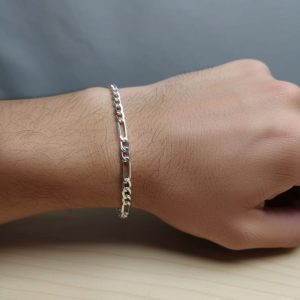925 Sterling Silver Men's Figaro Chain Bracelet
