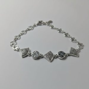 Ladies 925 Sterling Silver Geometric Bracelet with Zircon Details