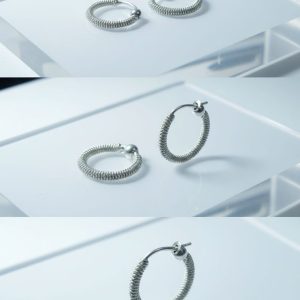 925 Sterling Silver Textured Hoop Earrings for Women925 Sterling Silver Textured Hoop Earrings for Women
